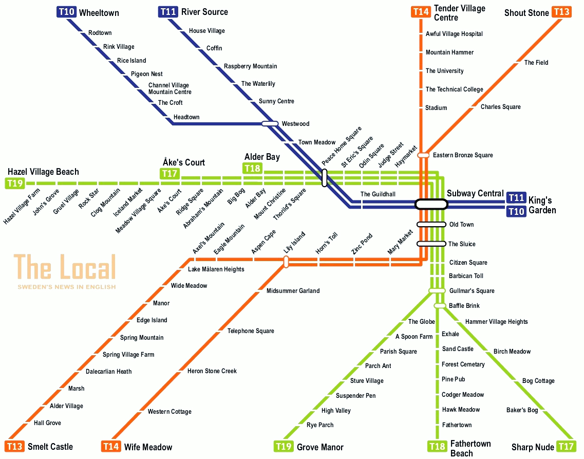 Mapa Metro de Estocolmo, Suécia