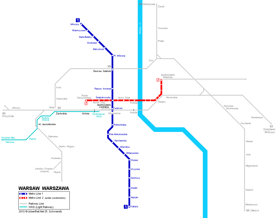 Mapa metro Varsovia